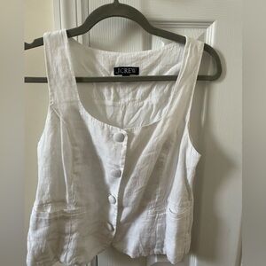 J. Crew White Scoopneck Linen Vest